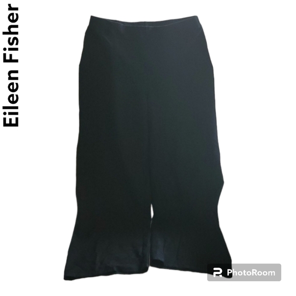 Eileen Fisher size xs pants elastic waist black pants pull-on wide wider… - Picture 1 of 6